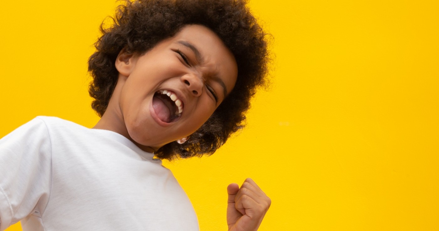 Excited child smiling