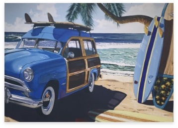 Surfboards and car on the beach