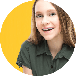 Teen with orthodontics smiling