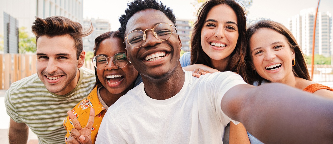 Group of teenage friends taking a selfie