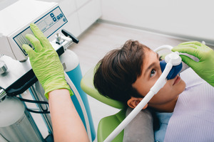 Child getting nitrous oxide sedation