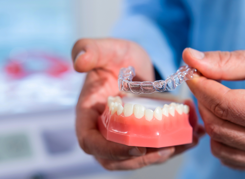 Invisalign on model teeth